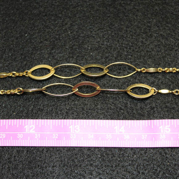 Long Gold Tone Oval Long Short Mixed Link Asymmetrical Simple Classic Necklace - Picture 5 of 6